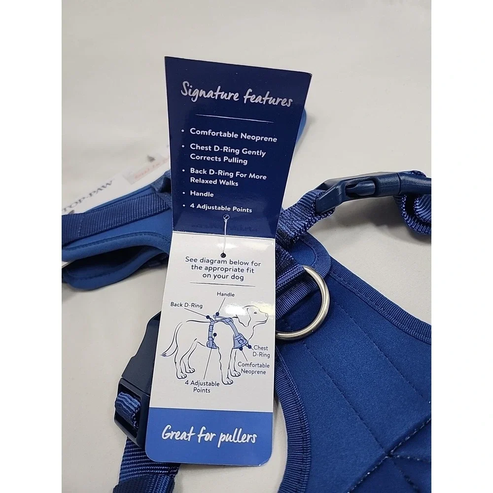 Top Paw Neoprene ROYAL BLUE Adjustable Harness Large ~ New! ~ Great For Pullers!